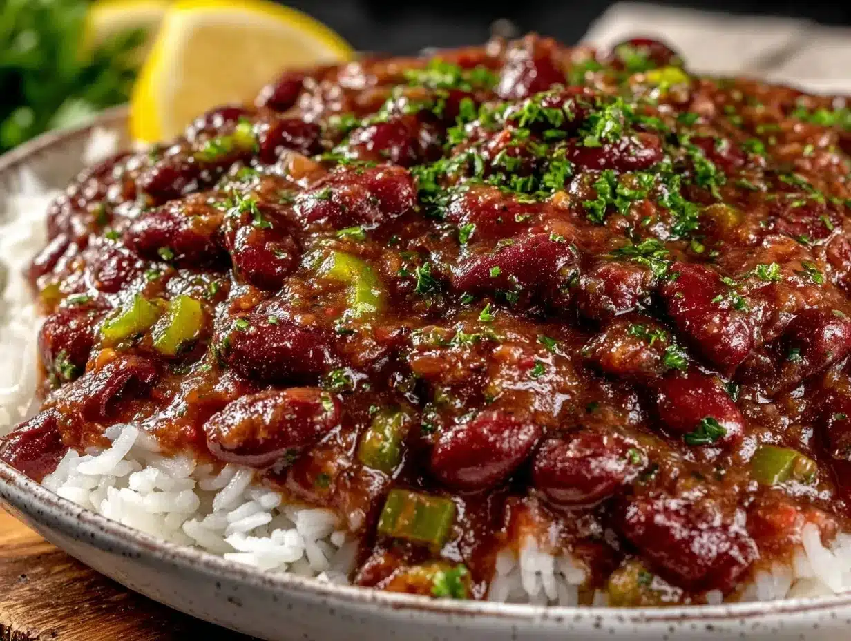 creamy red beans and rice preparation steps