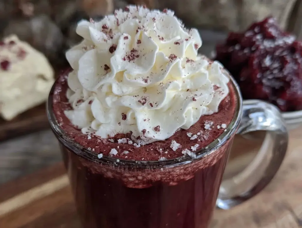 creamy red velvet hot chocolate - featured image