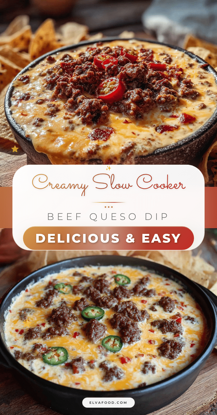 creamy slow cooker queso dip with ground beef recipe