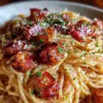 creamy spaghetti carbonara - featured image