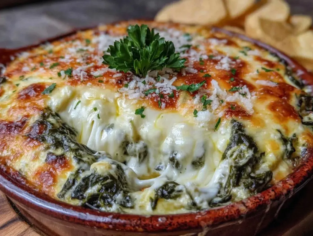 creamy spinach artichoke dip - featured image