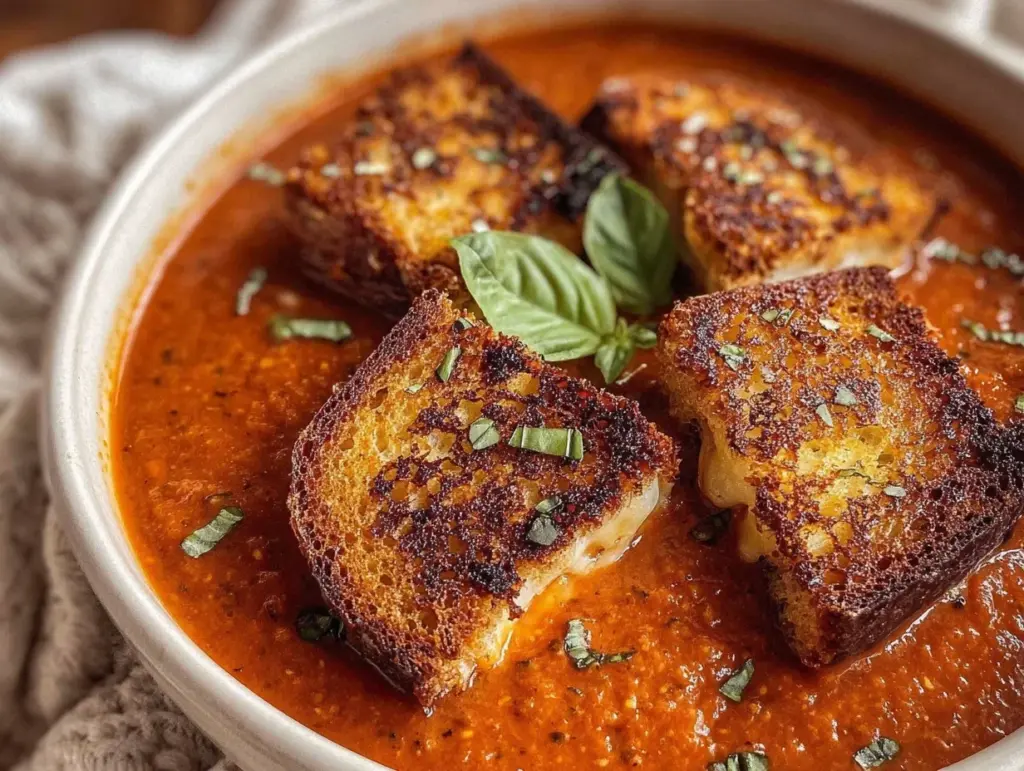 creamy tomato basil soup - featured image