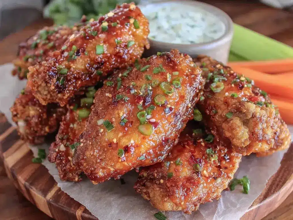 crispy buffalo air fryer chicken wings - featured image