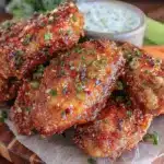 crispy buffalo air fryer chicken wings - featured image