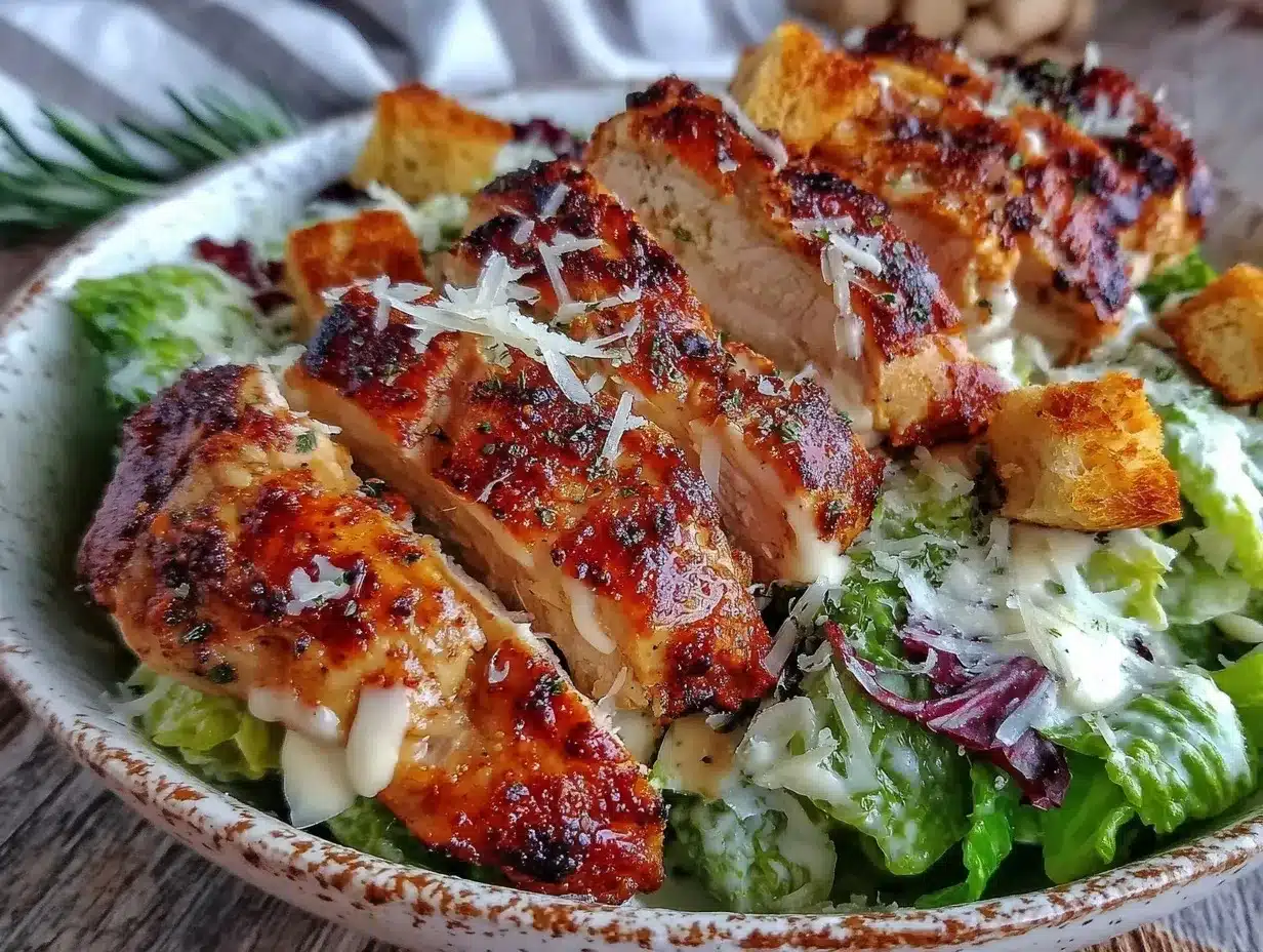 crispy Caesar salad with grilled chicken preparation steps