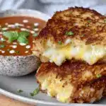 crispy grilled cheese with tomato soup - featured image