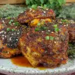 crispy honey garlic chicken thighs - featured image