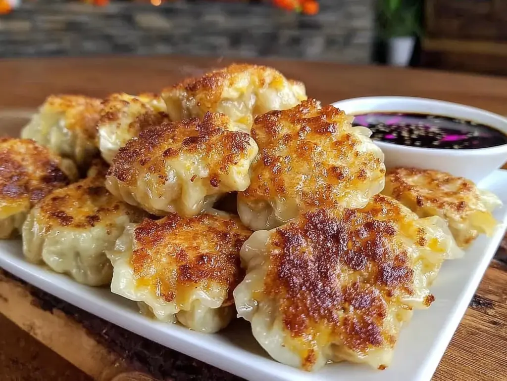 crispy prosperity pork and cabbage dumplings - featured image