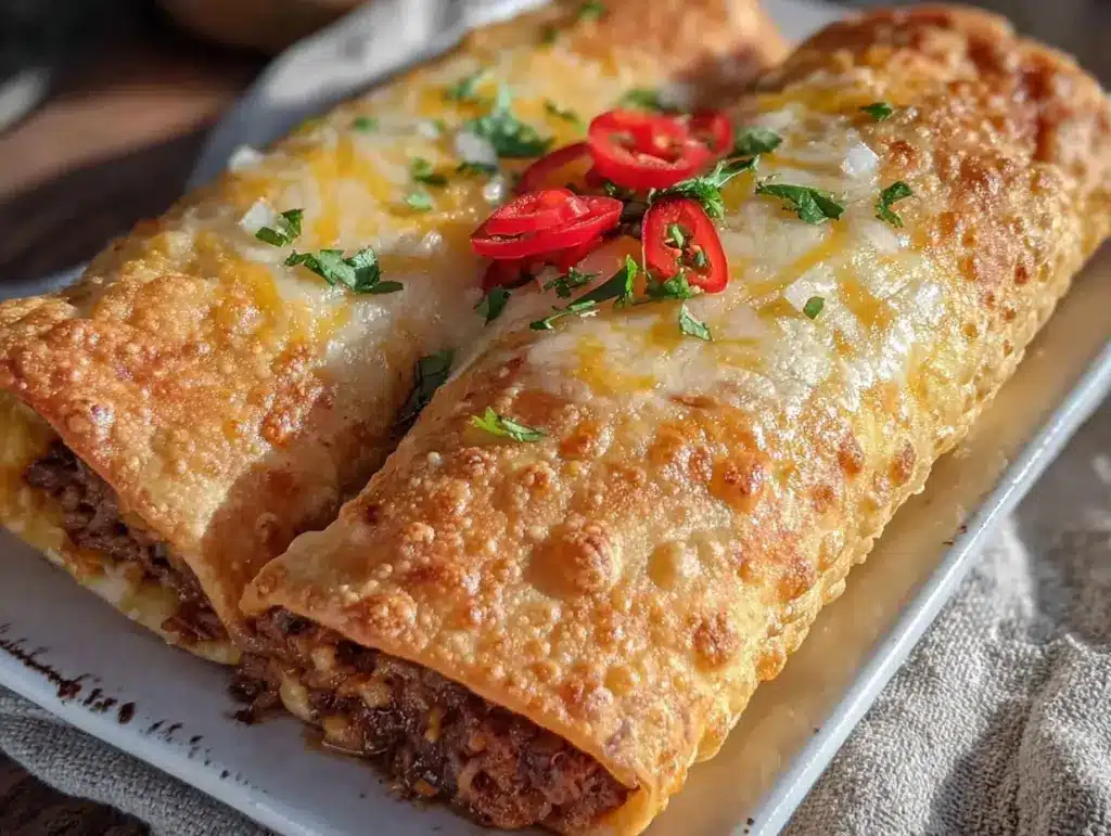 crispy shredded beef chimichangas oven-fried - featured image