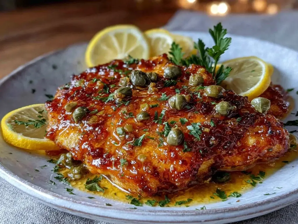 easy crispy chicken piccata - featured image