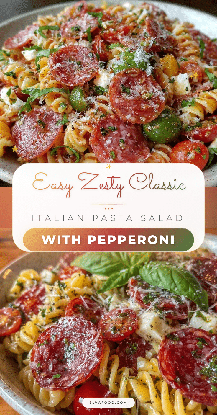 Easy Zesty Classic Italian Pasta Salad with Pepperoni recipe