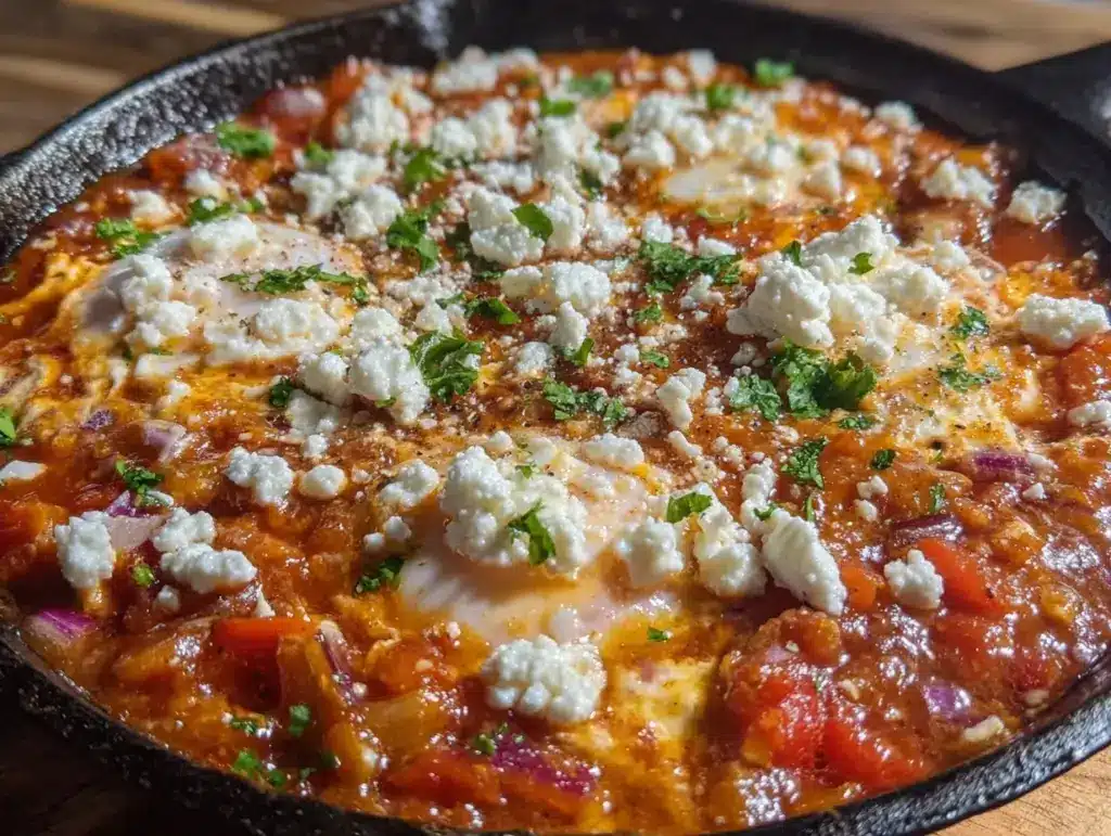 flavorful shakshuka with feta - featured image