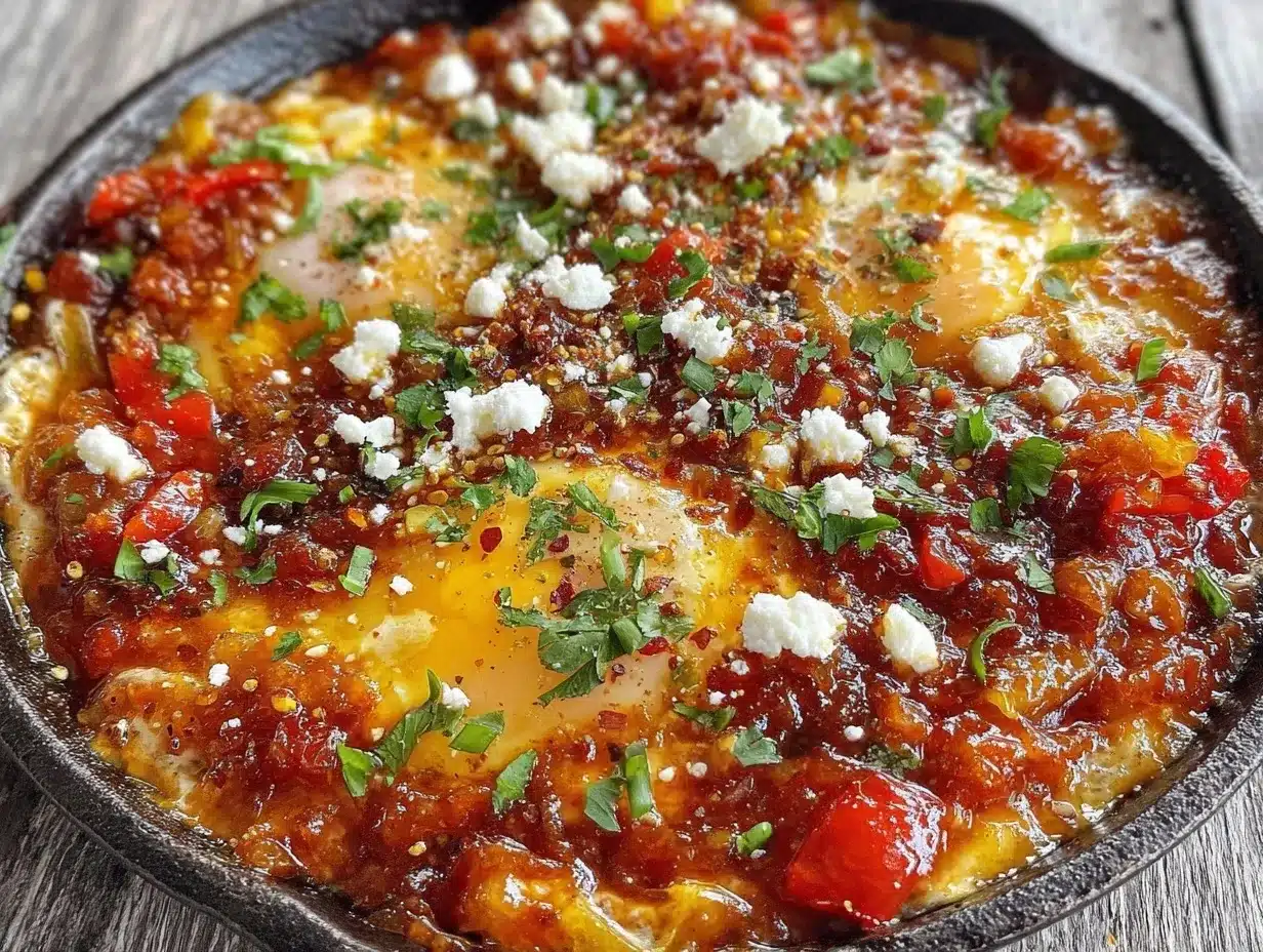 flavorful shakshuka with feta preparation steps