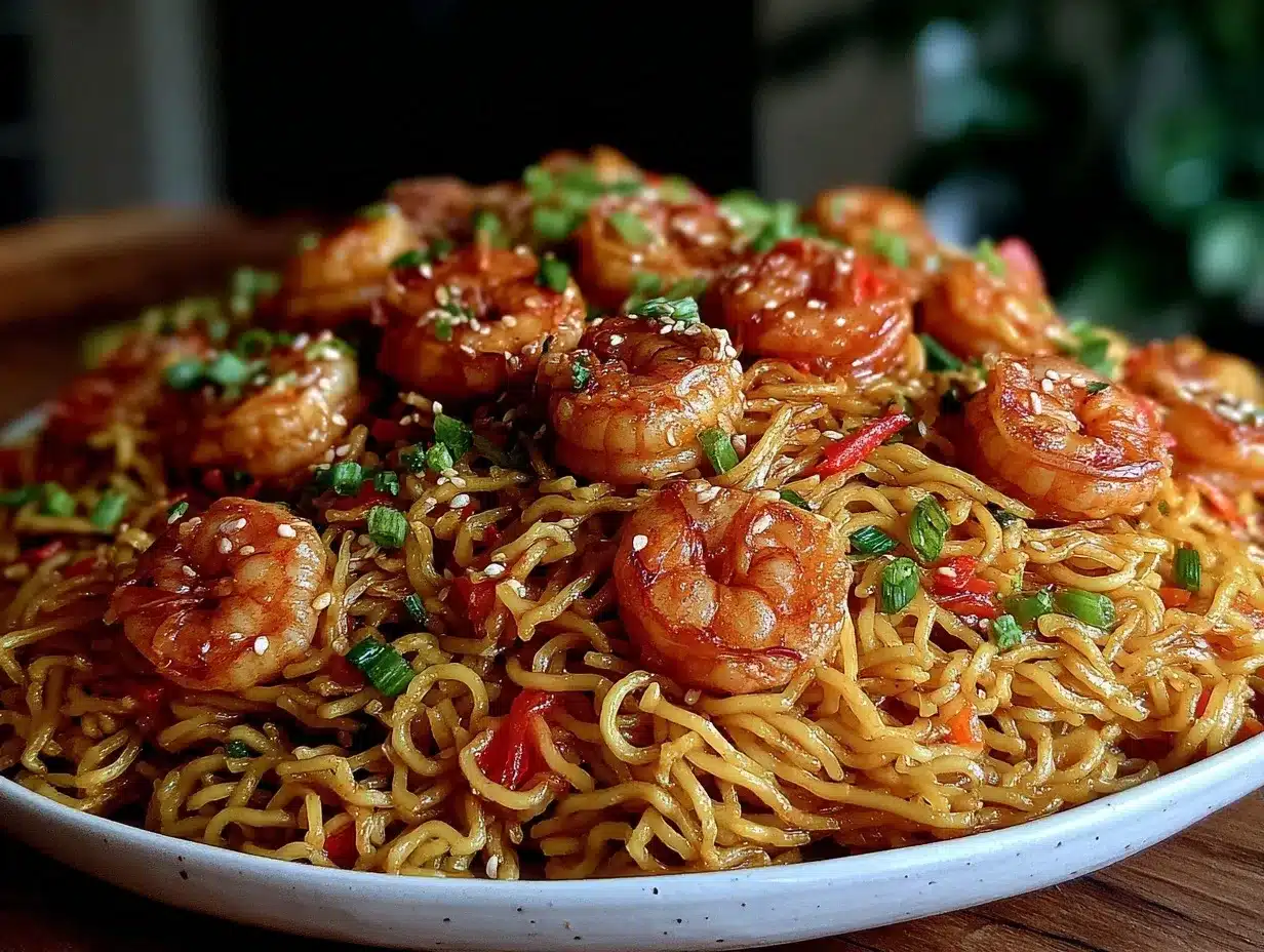 Flavorful Singapore Noodles with Shrimp preparation steps