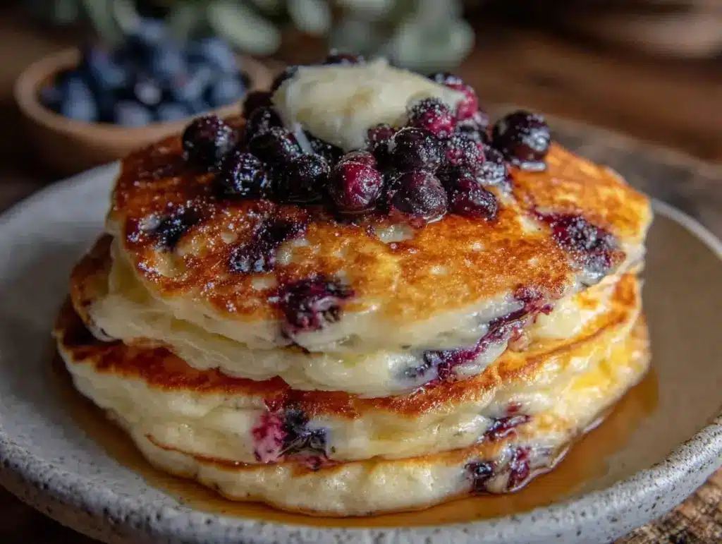 fluffy blueberry pancakes - featured image