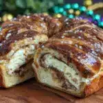 fluffy king cake cinnamon cream cheese filling - featured image