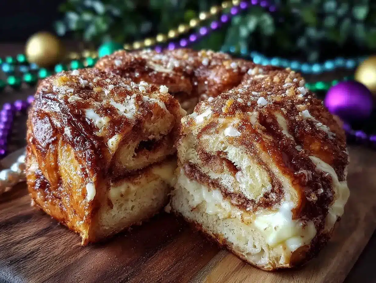 fluffy king cake cinnamon cream cheese filling preparation steps