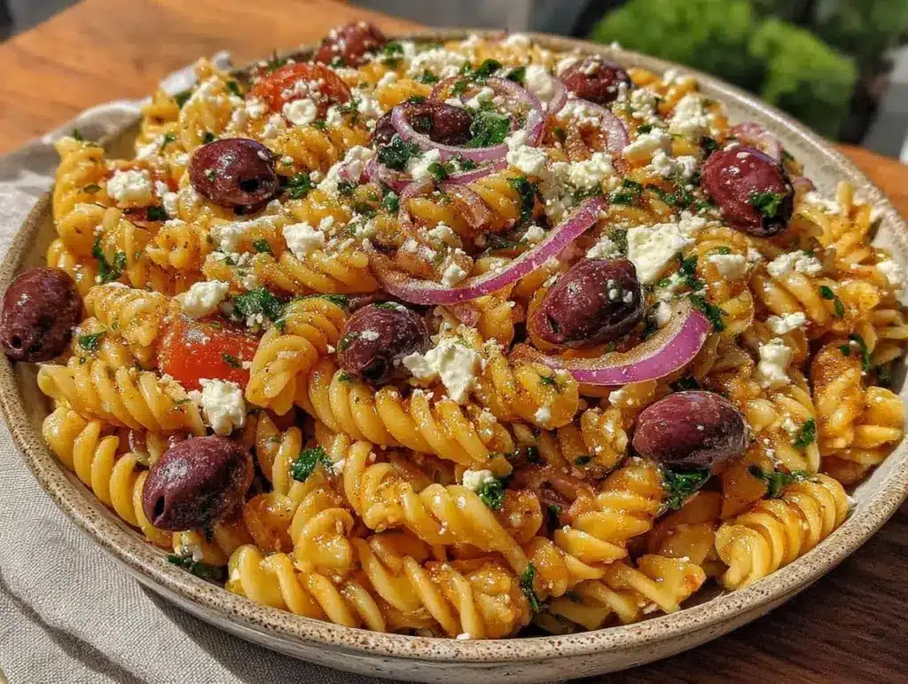 fresh greek pasta salad - featured image