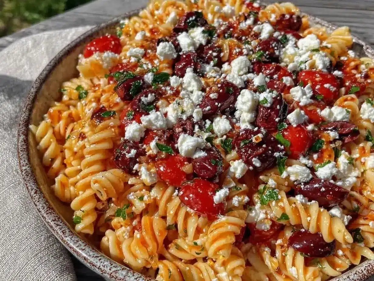 fresh greek pasta salad preparation steps
