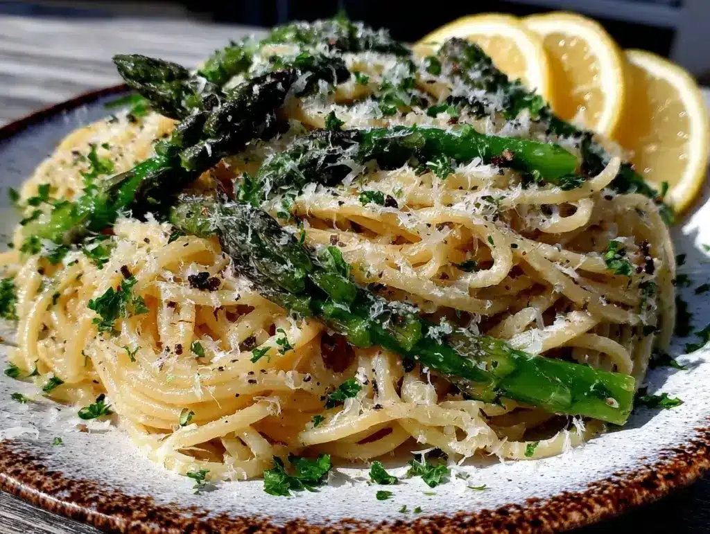 fresh lemon asparagus pasta - featured image
