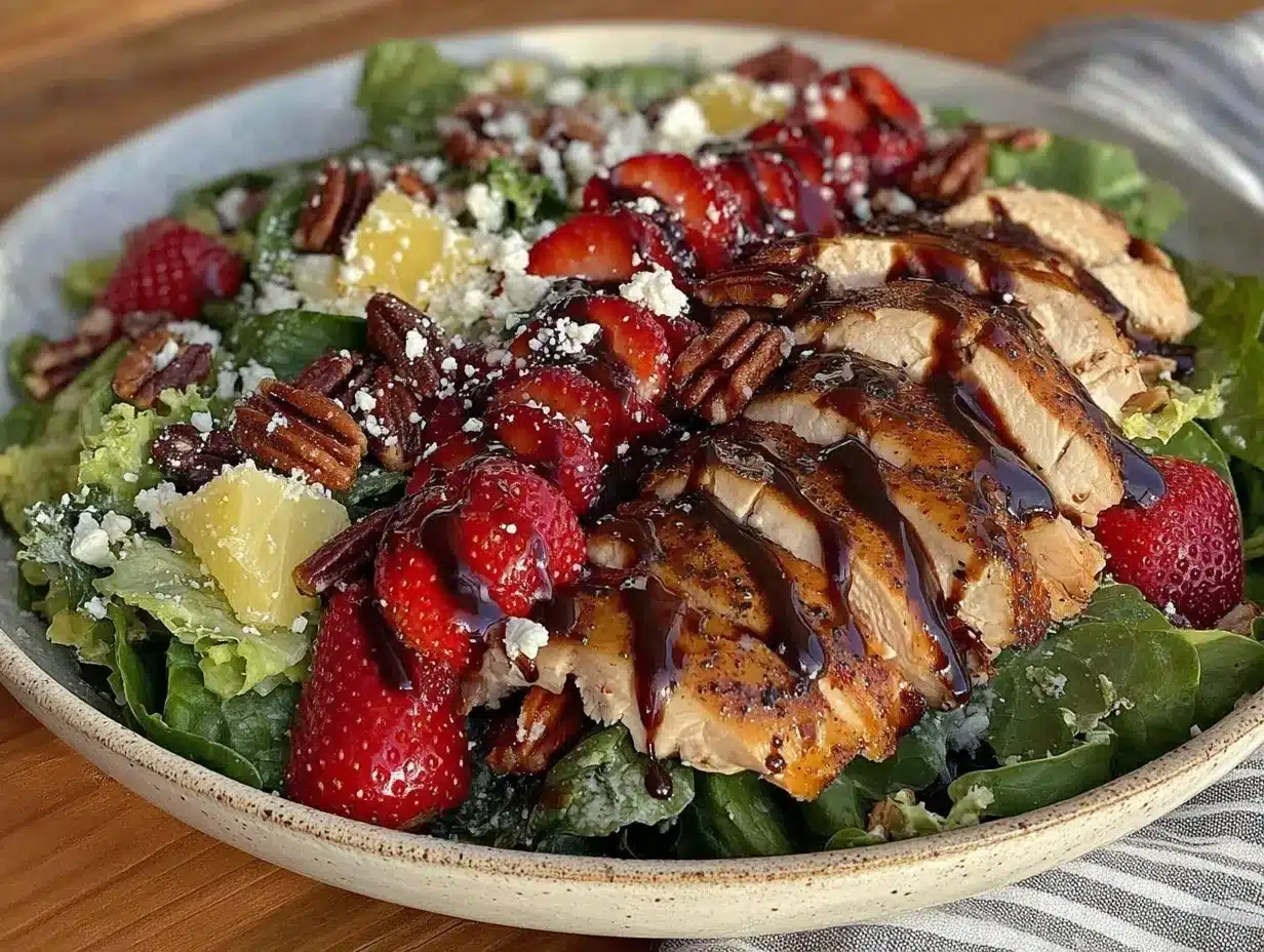 fresh strawberry balsamic chicken salad preparation steps