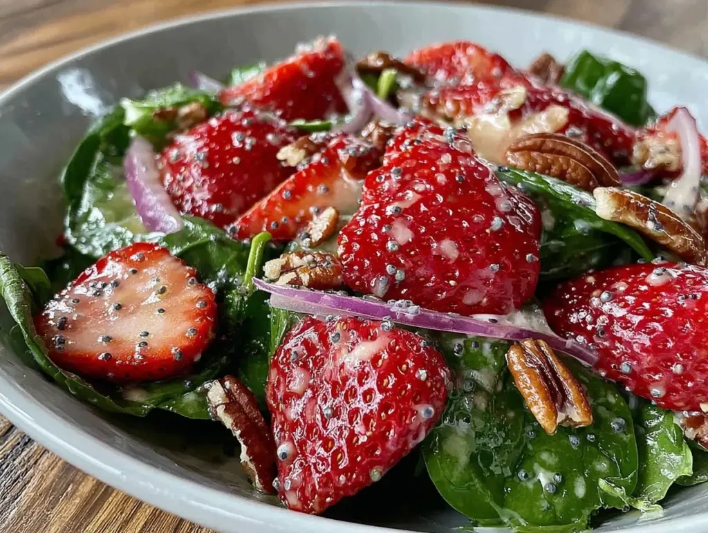 fresh strawberry spinach salad - featured image