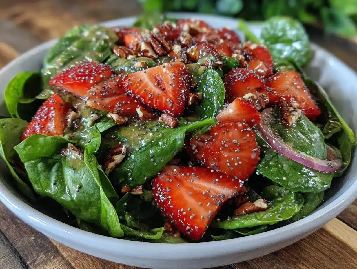fresh strawberry spinach salad preparation steps