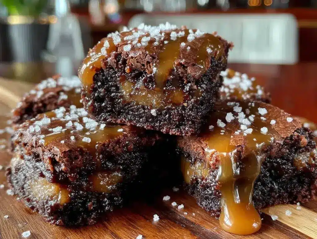 fudgy salted caramel brownies - featured image