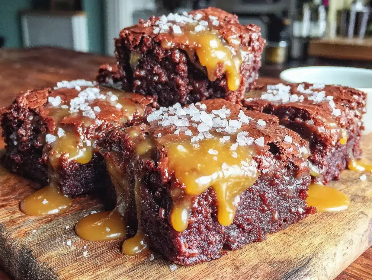 fudgy salted caramel brownies preparation steps