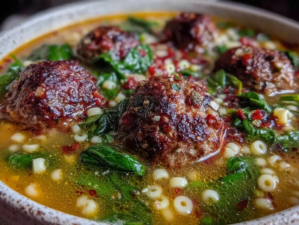 italian wedding soup with mini meatballs - featured image
