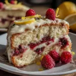 lemon raspberry layer cake - featured image