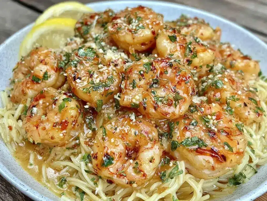 shrimp scampi with angel hair pasta - featured image