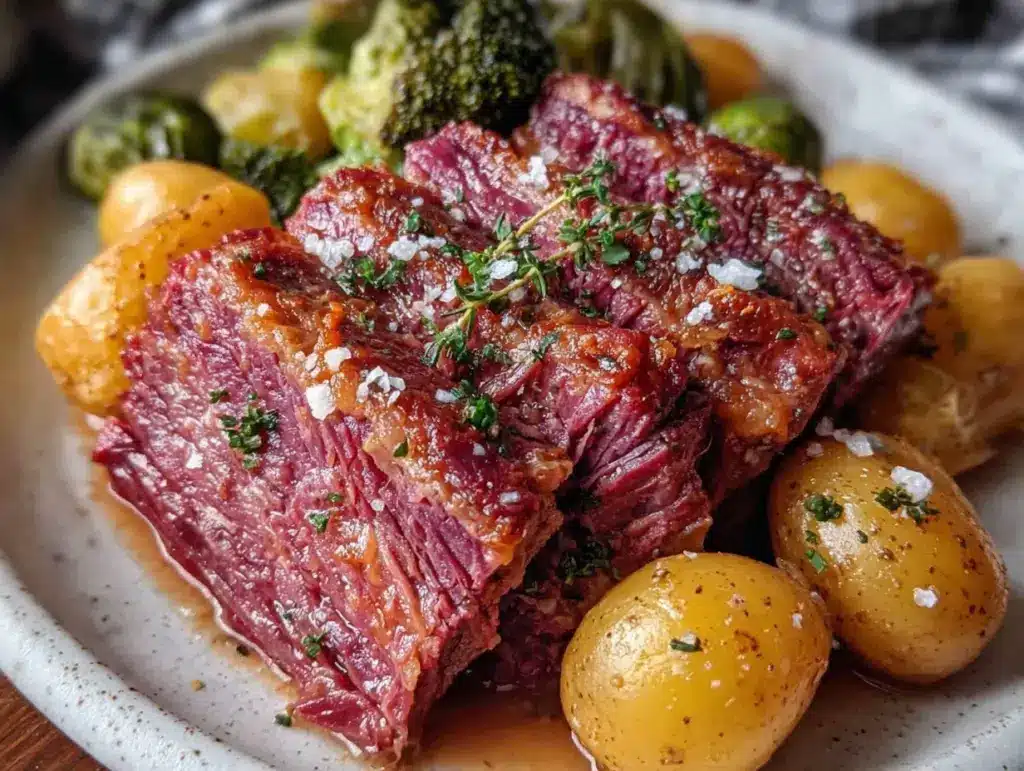 slow cooker corned beef - featured image