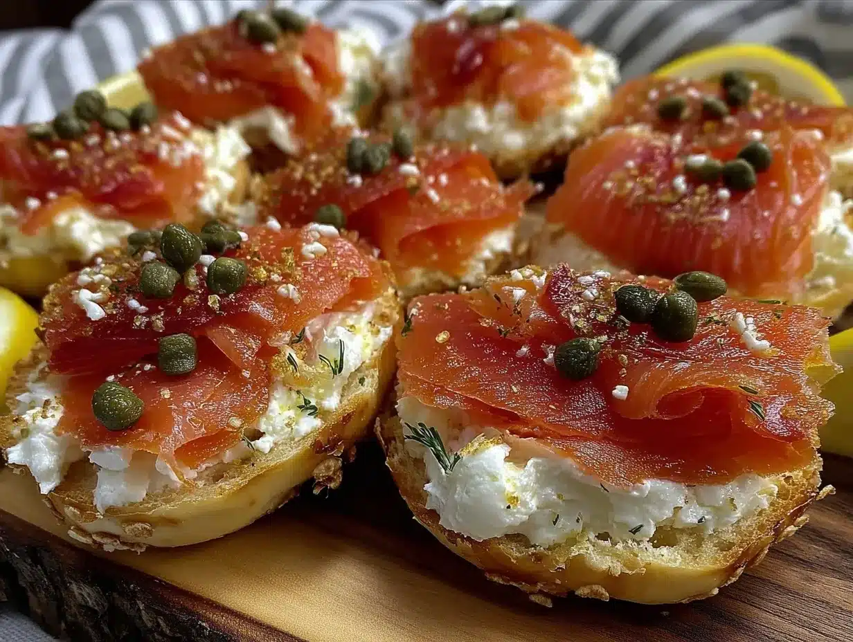 smoked salmon and cream cheese bagel board preparation steps