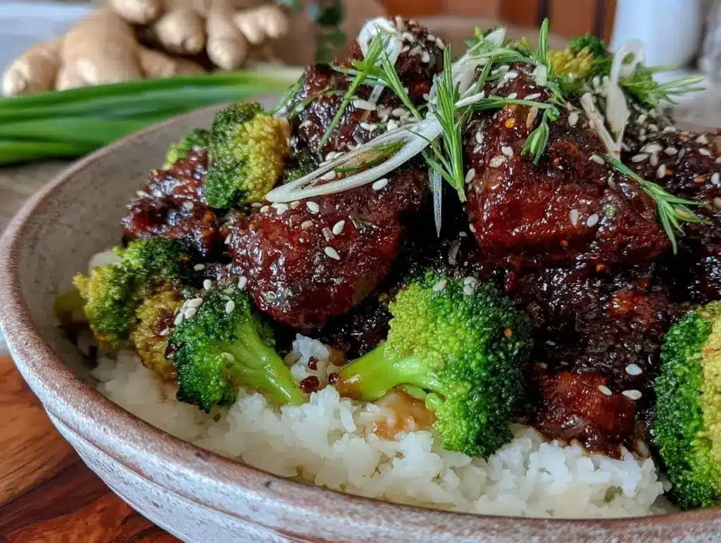 sticky teriyaki chicken bowls - featured image