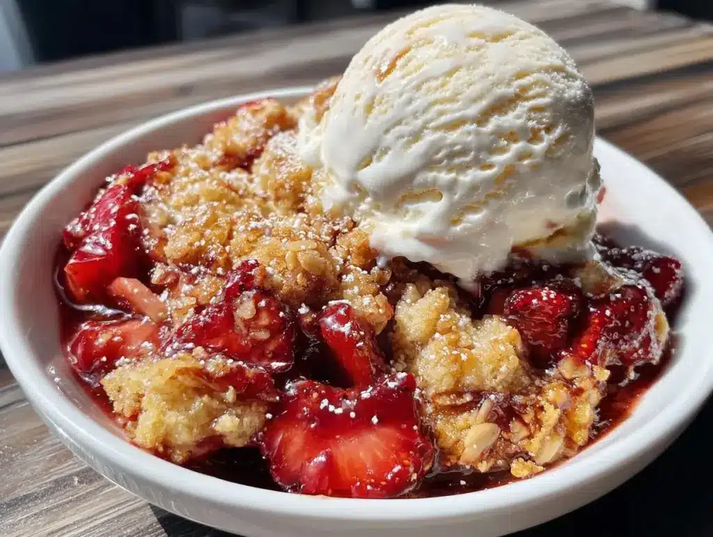 strawberry rhubarb crisp - featured image