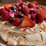 strawberry rose pavlova - featured image