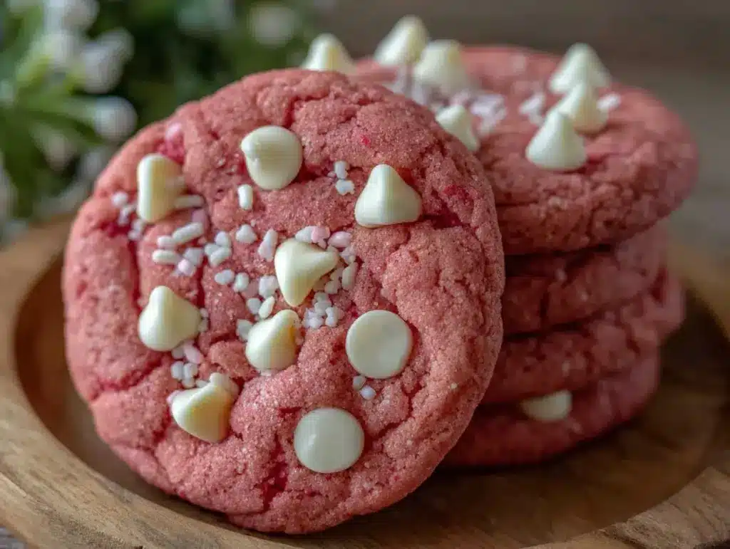 tender pink velvet cookies - featured image