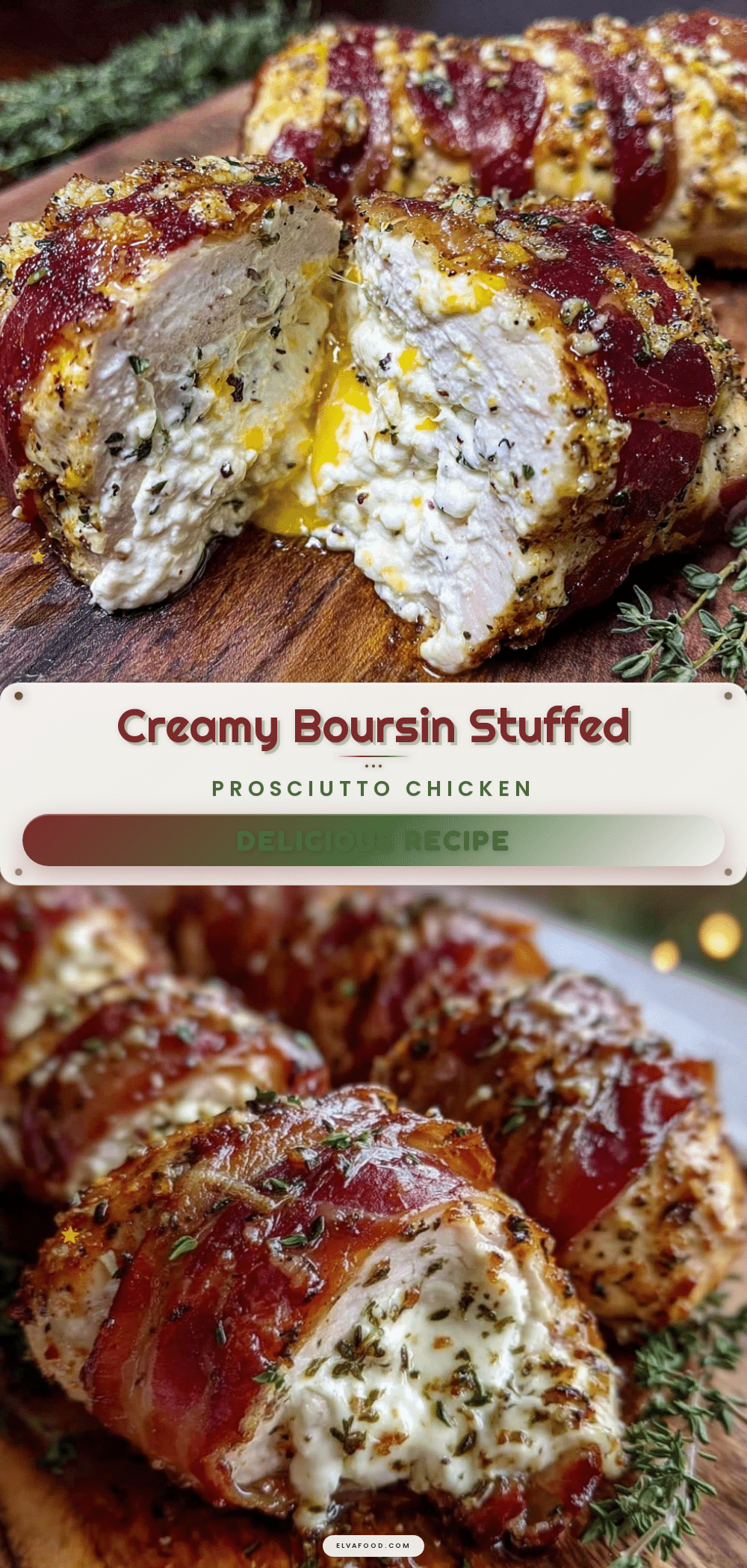 Baked Boursin Cheese Stuffed Chicken recipe
