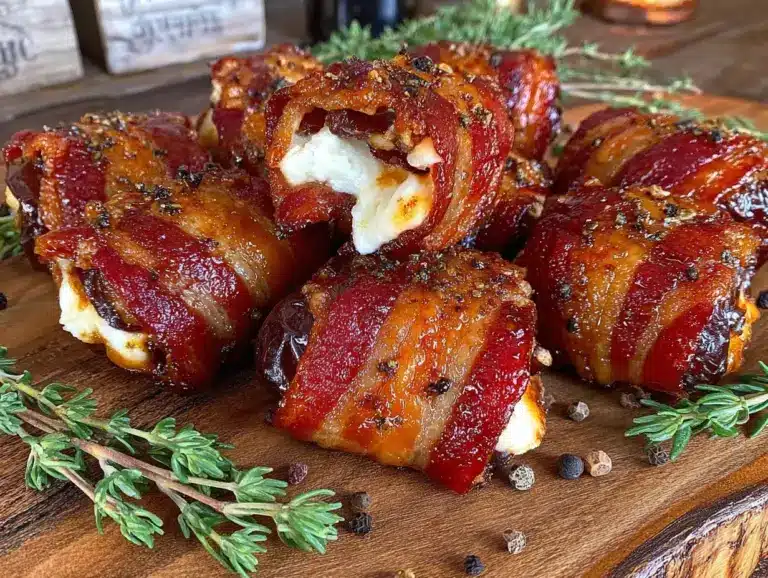 cheesy bacon-wrapped dates with cream cheese - featured image