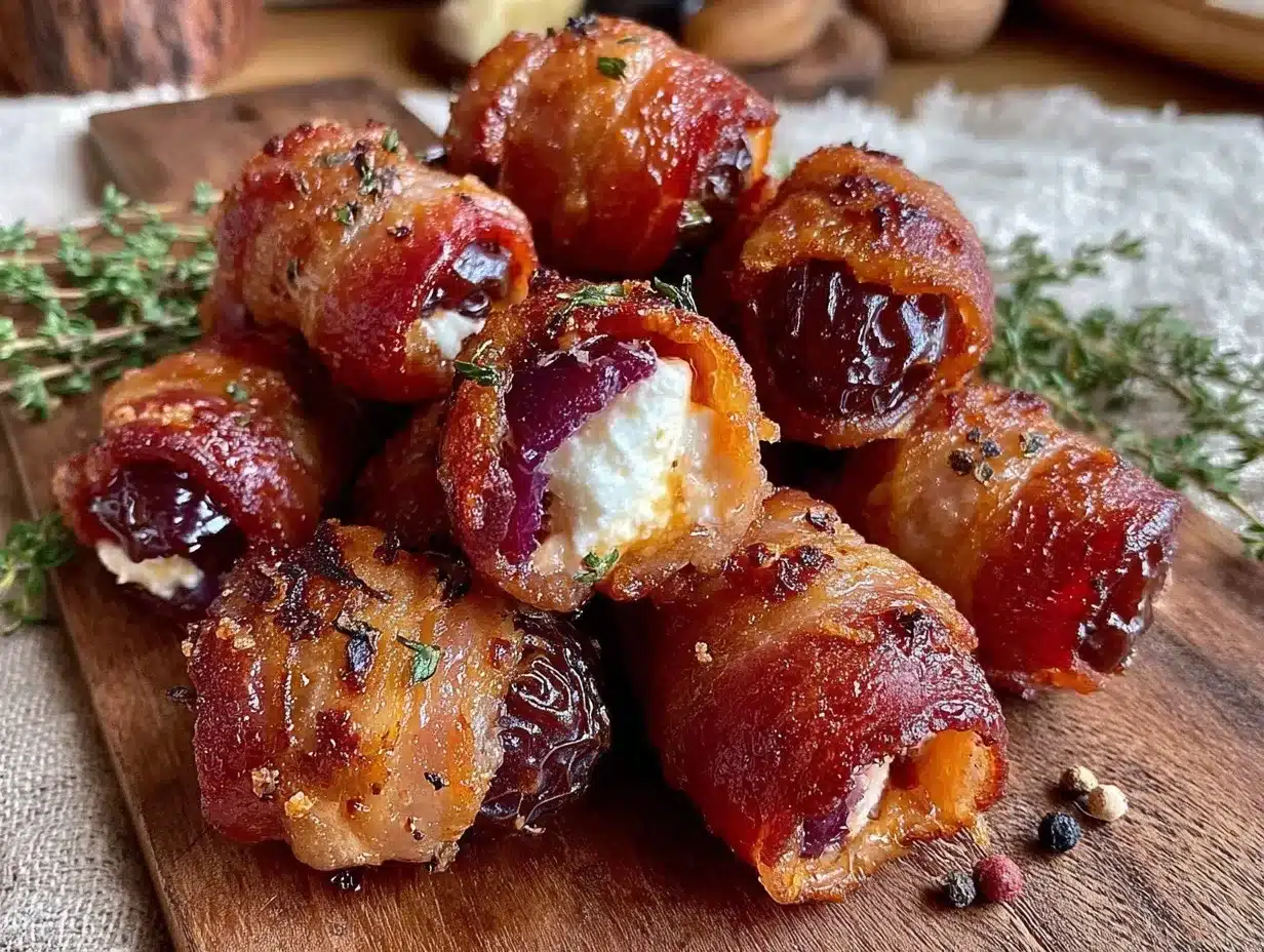 cheesy bacon-wrapped dates with cream cheese preparation steps