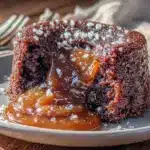chocolate lava cakes with salted caramel center - featured image