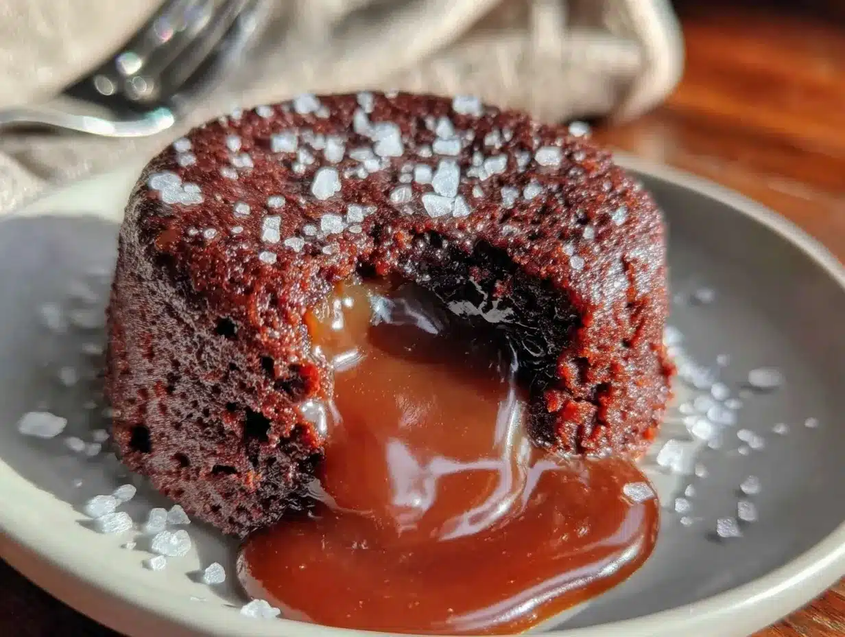 chocolate lava cakes with salted caramel center preparation steps