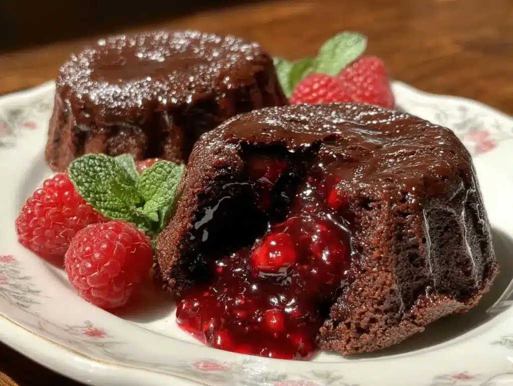 chocolate raspberry lava cakes - featured image