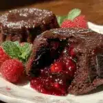 chocolate raspberry lava cakes - featured image