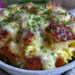 creamy eggs benedict casserole - featured image