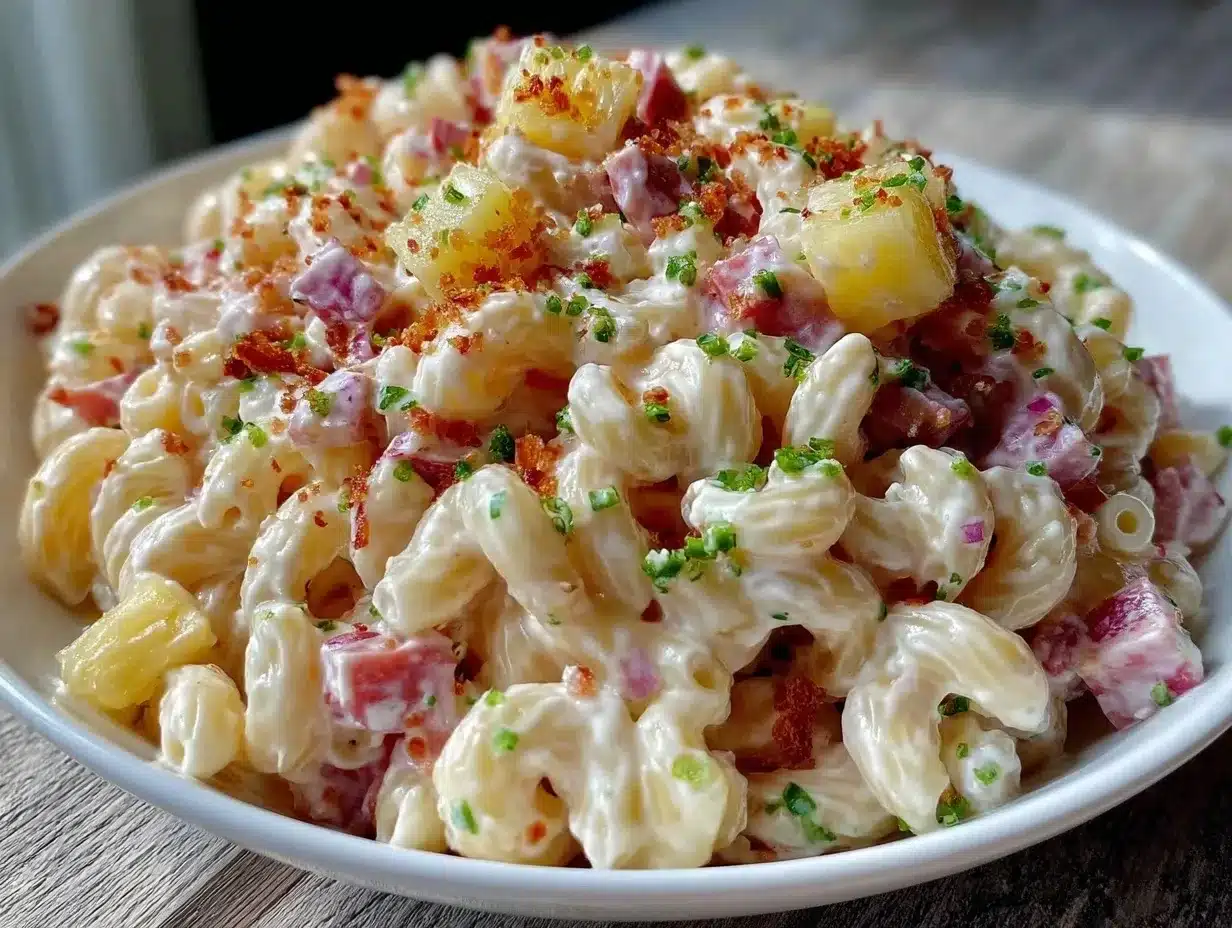 creamy hawaiian macaroni pasta salad preparation steps