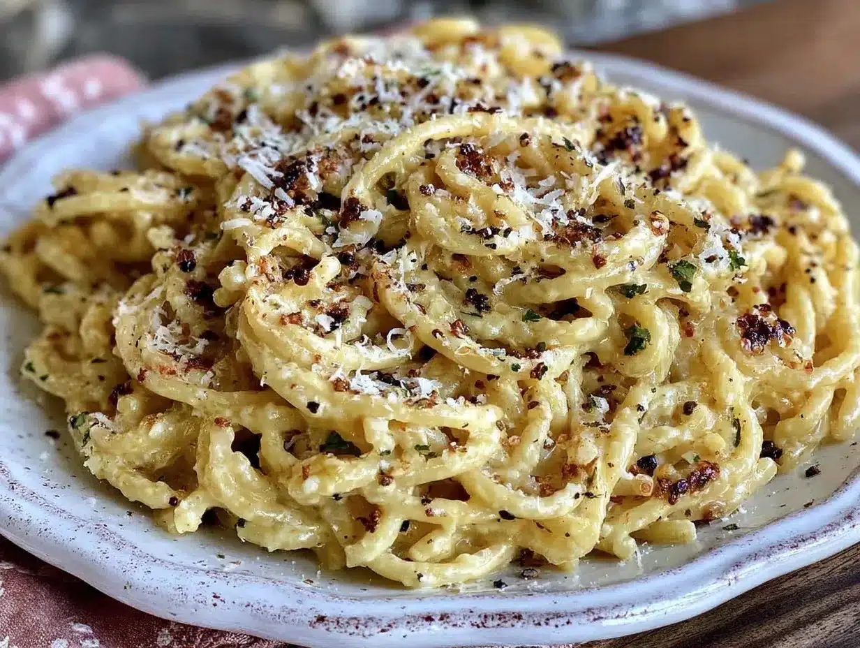 creamy homemade cacio e pepe bucatini preparation steps