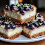 creamy lemon blueberry cheesecake bars - featured image
