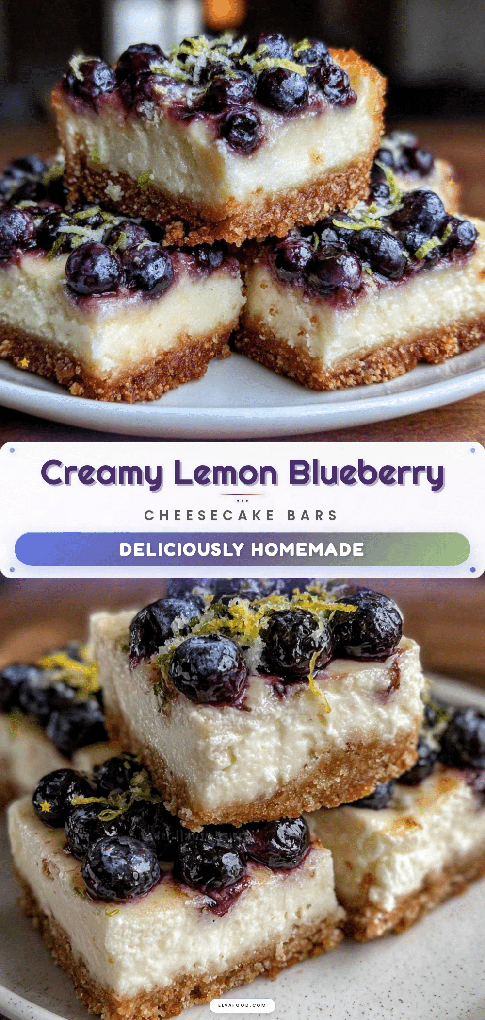 creamy lemon blueberry cheesecake bars recipe